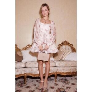 Lulus Exemplary Darling Blush Pink Floral Organza Tiered Mini Dress - Size XL